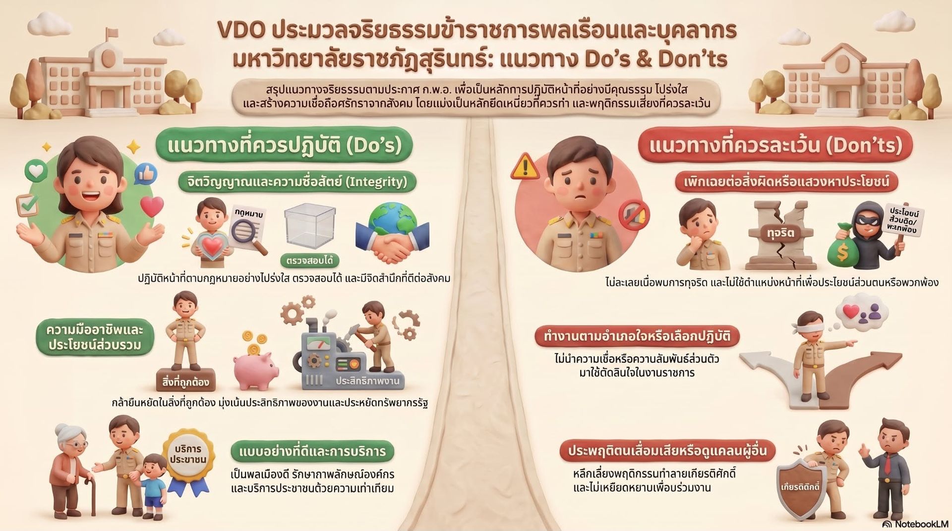 ประมวลผลจริยธรรมข้าราชการพลเรือนและบุคลากร มหาวิทยาลัยราชภัฏสุรินทร์ : แนวทาง Do's Don'ts