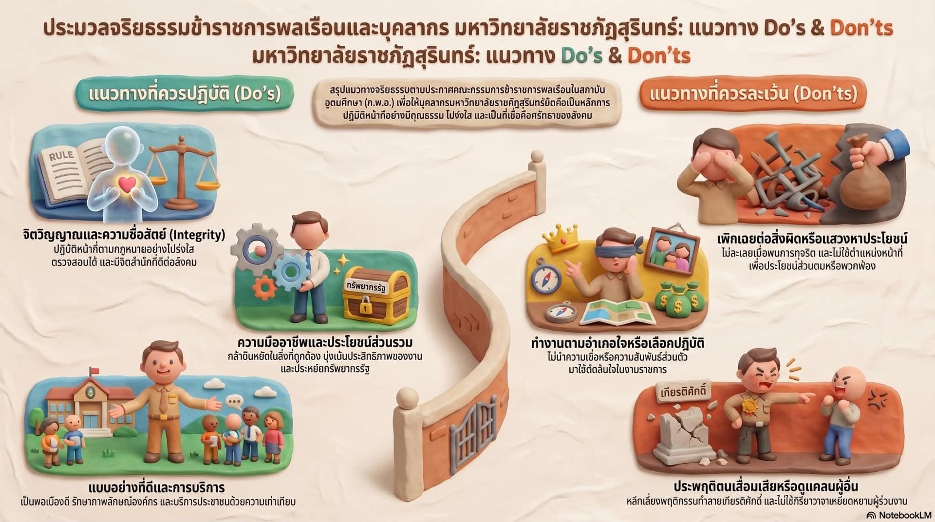 ประมวลผลจริยธรรมข้าราชการพลเรือนและบุคลากร มหาวิทยาลัยราชภัฏสุรินทร์ : แนวทาง Do's Don'ts
