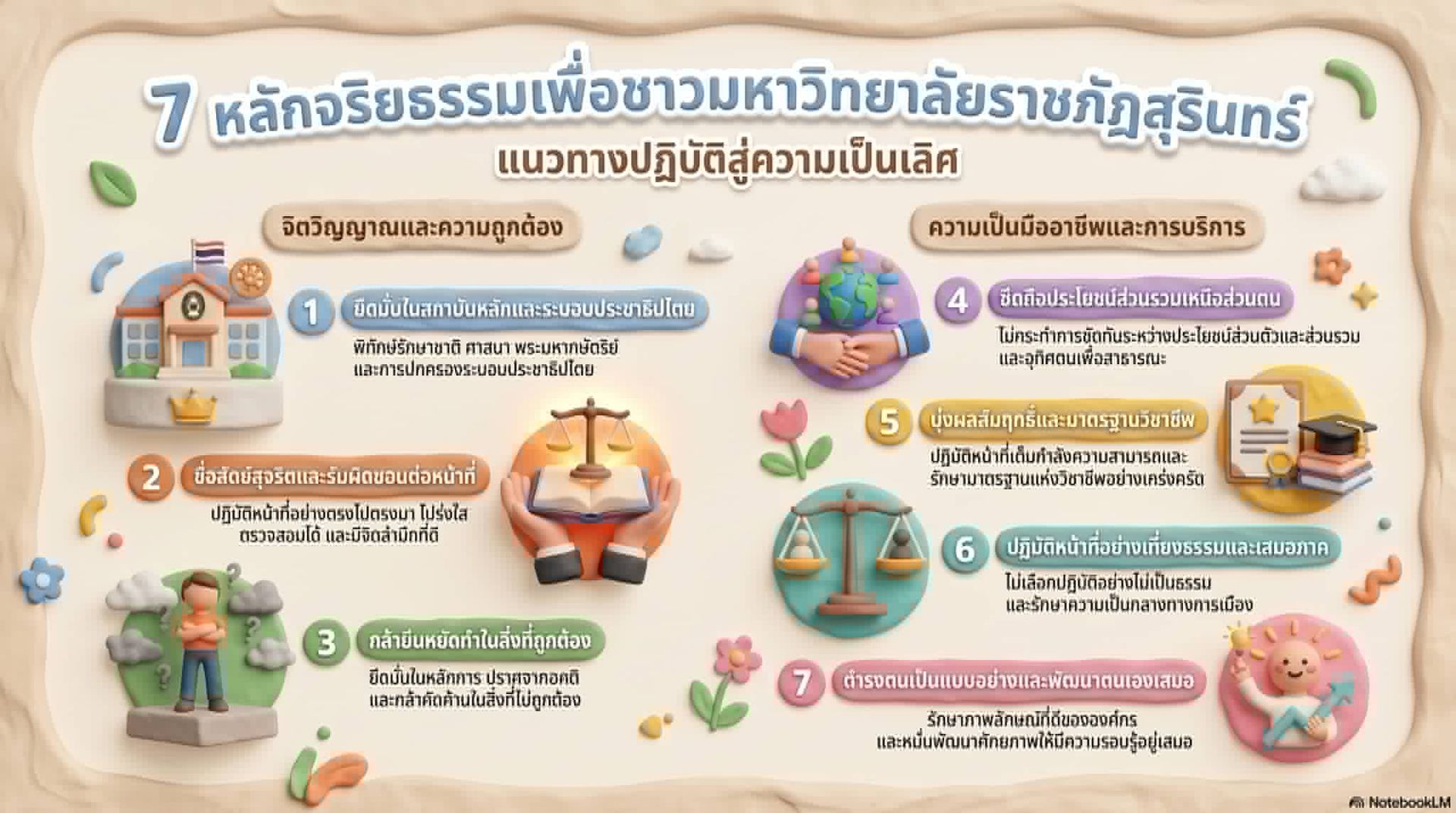 7 หลักจริยธรรมเพื่อชาวมหาวิทยาลัยราชภัฏสุรินทร์